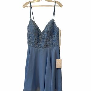 Alyce Paris Blue Lace Mini Dress
